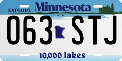 MN license plate 063STJ