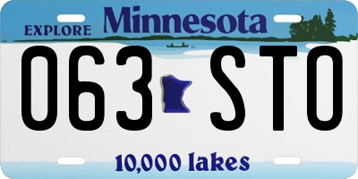 MN license plate 063STO