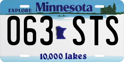 MN license plate 063STS