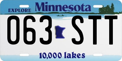 MN license plate 063STT