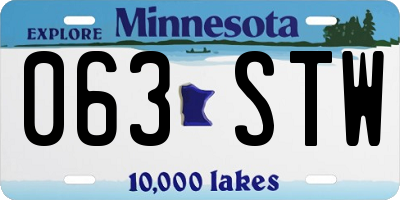 MN license plate 063STW