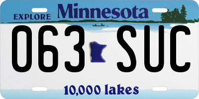 MN license plate 063SUC
