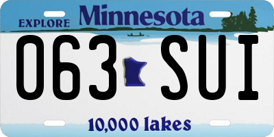 MN license plate 063SUI