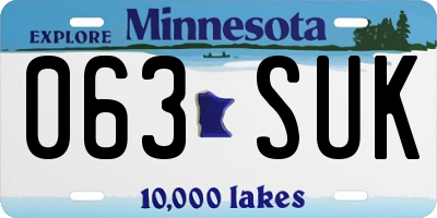 MN license plate 063SUK