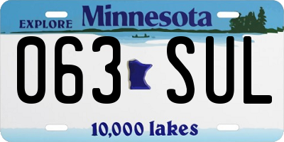 MN license plate 063SUL