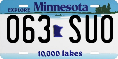 MN license plate 063SUO