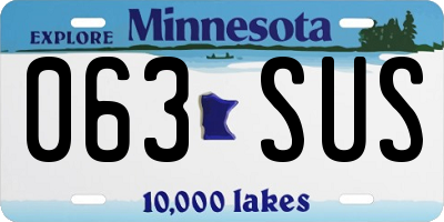 MN license plate 063SUS