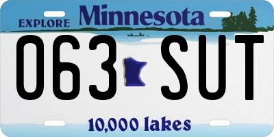 MN license plate 063SUT