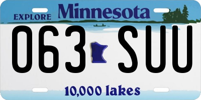 MN license plate 063SUU