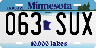 MN license plate 063SUX