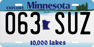 MN license plate 063SUZ