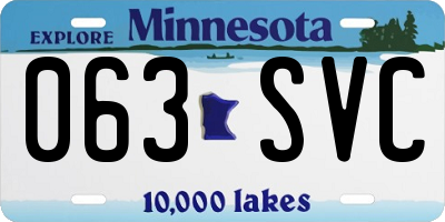 MN license plate 063SVC