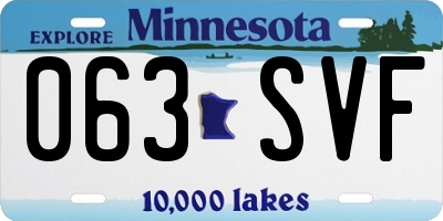 MN license plate 063SVF