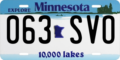 MN license plate 063SVO