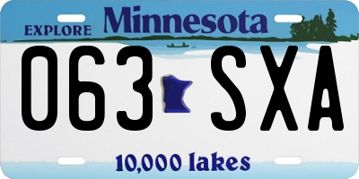 MN license plate 063SXA