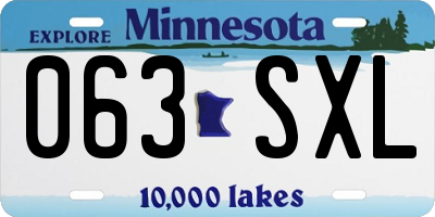MN license plate 063SXL