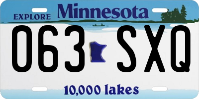 MN license plate 063SXQ