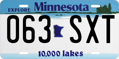 MN license plate 063SXT