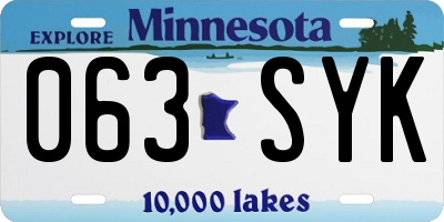 MN license plate 063SYK