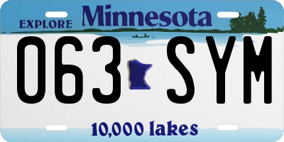 MN license plate 063SYM