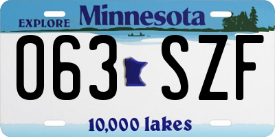 MN license plate 063SZF