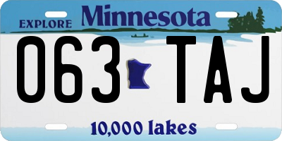 MN license plate 063TAJ