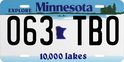 MN license plate 063TBO