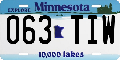 MN license plate 063TIW