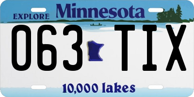 MN license plate 063TIX