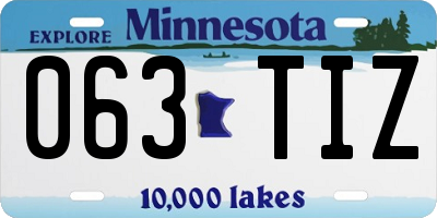 MN license plate 063TIZ