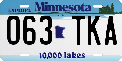 MN license plate 063TKA
