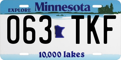 MN license plate 063TKF