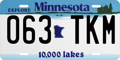 MN license plate 063TKM