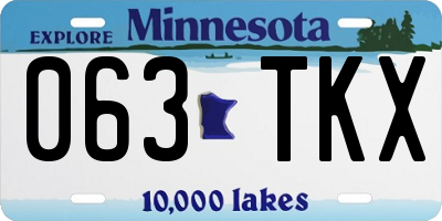MN license plate 063TKX