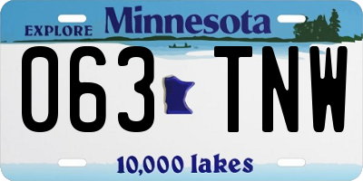 MN license plate 063TNW