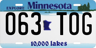 MN license plate 063TOG