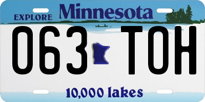 MN license plate 063TOH