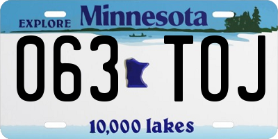 MN license plate 063TOJ
