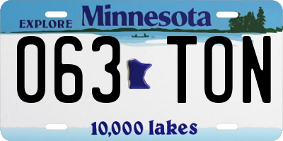 MN license plate 063TON