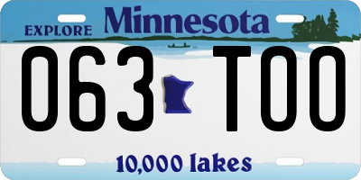 MN license plate 063TOO