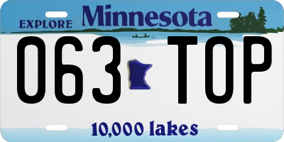 MN license plate 063TOP