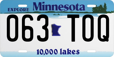 MN license plate 063TOQ