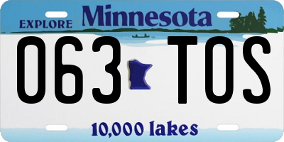 MN license plate 063TOS