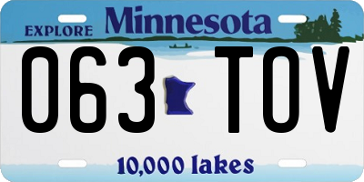 MN license plate 063TOV