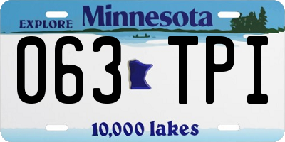 MN license plate 063TPI