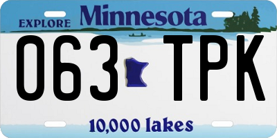 MN license plate 063TPK