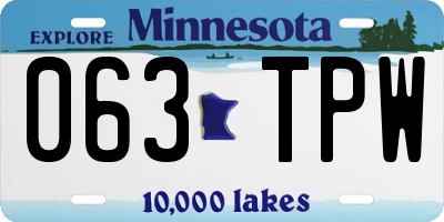 MN license plate 063TPW