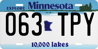 MN license plate 063TPY
