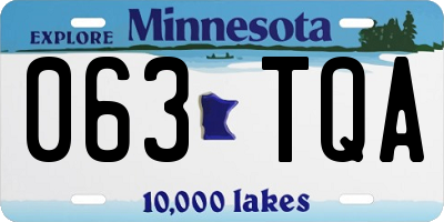MN license plate 063TQA