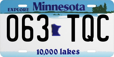 MN license plate 063TQC